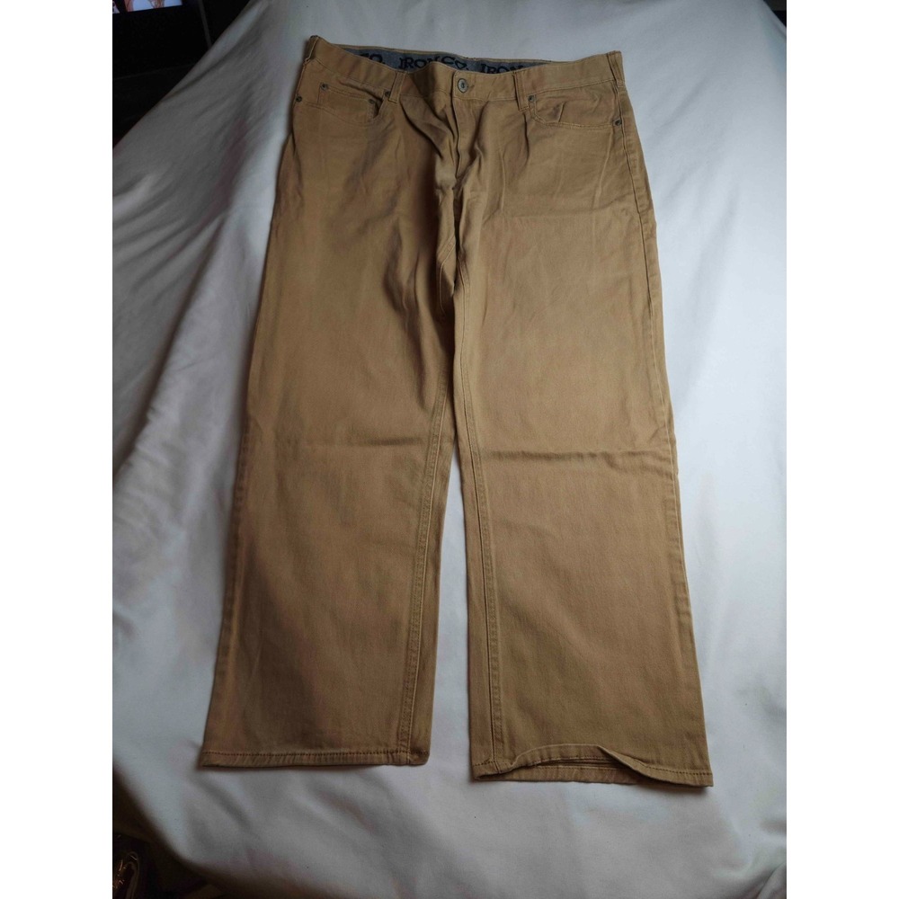 Iron Co. Pants Mens Size 40x30 Tan Twill Casual Chino Comfort Stretch Pockets